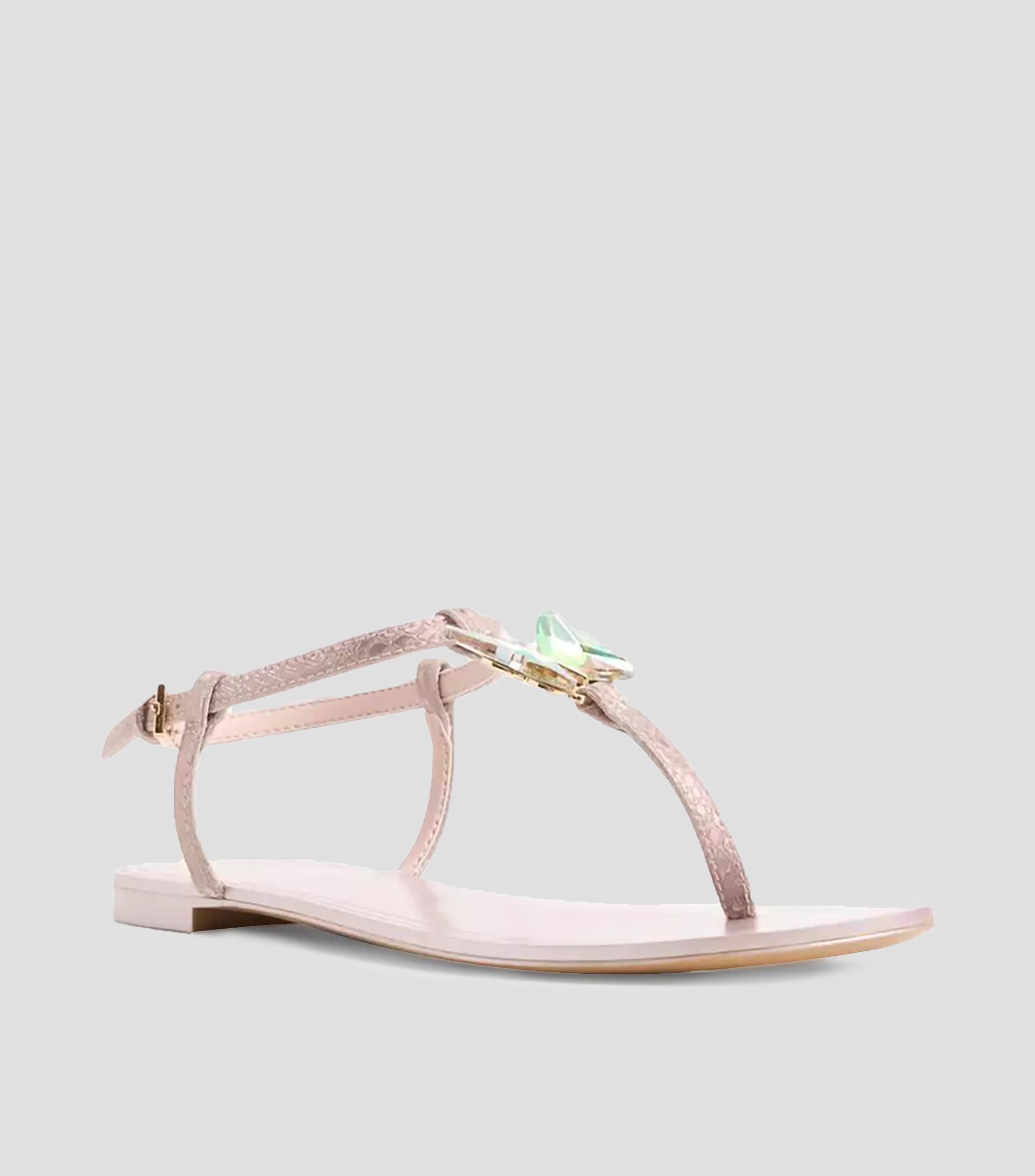 Sandalias planas con pedrería Mujer